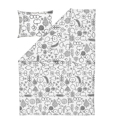 Pościel bawełniana 150x210 FRUTTA Duvet Cover Oiva Toikka - White-Black