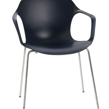 Krzesło z tworzywa z podłokietnikami NAP KS60 Midnight Blue-Chrome