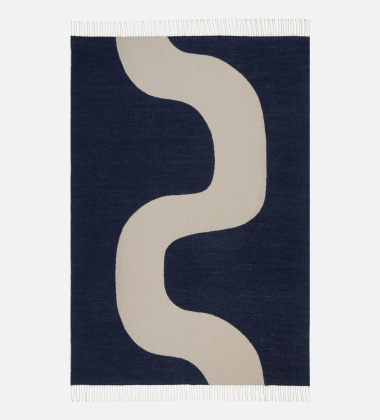 Koc wełniany 130x180 SEIREENI Blanket Dark Blue-Off White