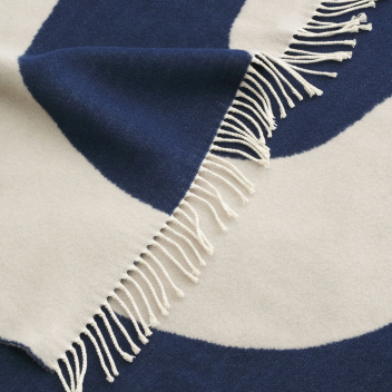 Koc wełniany 130x180 SEIREENI Blanket Dark Blue-Off White