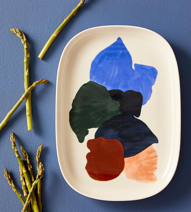 Talerz do serwowania 23x32 cm PYYKKI Serving Dish Green-Light Blue-White