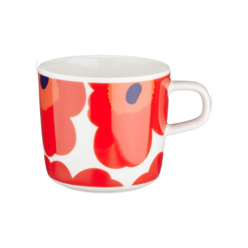 Kubek z porcelany z uchem 200 ml OIVA UNIKKO Mug Red-White