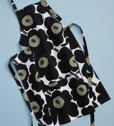 Fartuszek kuchenny 84x85 PIENI UNIKKO Apron Black-Olive-White