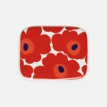 Talerzyk z porcelany 15x12 cm OIVA UNIKKO Plate Red-White