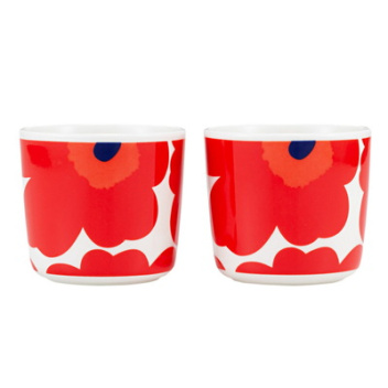 Kubek z porcelany bez ucha 200 ml OIVA UNIKKO Coffee Mug Red-White