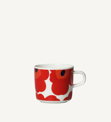 Kubek z porcelany z uchem 200 ml OIVA UNIKKO Mug Red-White