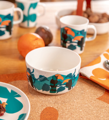 Miseczka z porcelany 500 ml PEPE Bowl Ecru-Orange-Turquoise