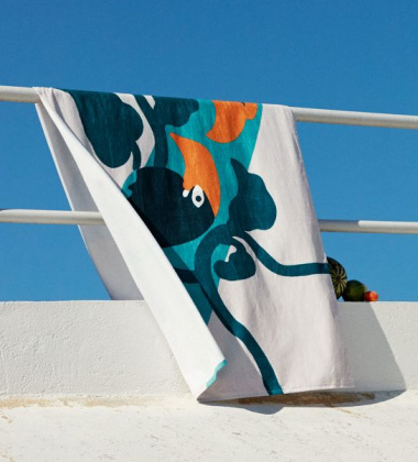 Ręcznik plażowy frotte 100x180 PEPE Beach Towel Blue-Off White-Turquoise