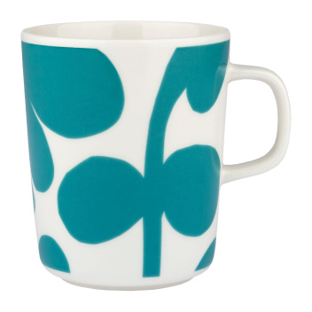 Kubek z porcelany z uchem 250 ml LEIKKO Mug White-Turquoise