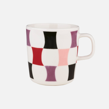 Kubek z porcelany z uchem 400 ml SAMBARA Mug Coal-Red-White-Powder