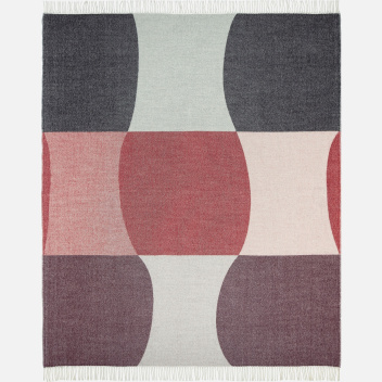 Koc z wełny z wzorem 140x180 SAMBARA Blanket Brown-Off White-Red