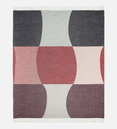 Koc z wełny z wzorem 140x180 SAMBARA Blanket Brown-Off White-Red