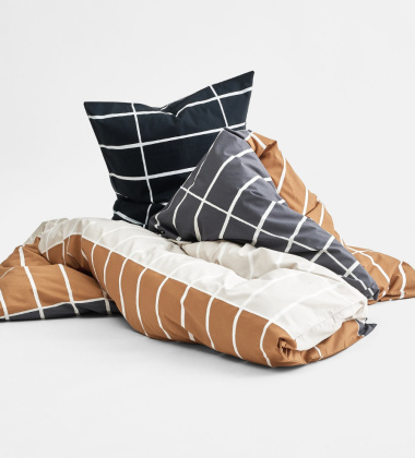 Pościel bawełniana 150x210 TIILISKIVI Duvet Cover Dark Brown-Charcoal-Beige