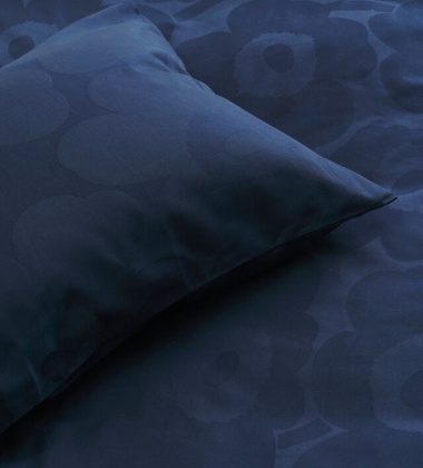 Komplet pościeli żakardowej z poduszkami 210x210 UNIKKO Duvet Cover Blue-Dark blue