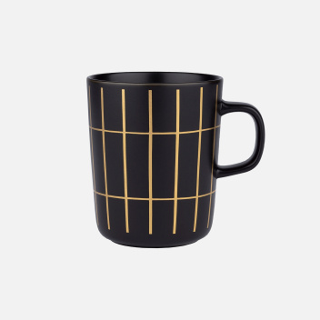 Kubek z uchem z matowej porcelany ze złotem 250 ml TIILISKIVI Mug Matt Black-Gold