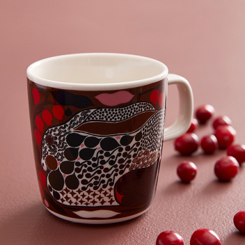 Kubek z porcelany z uchem 400 ml RUSAKKO Mug Red-Brown-Green-Pink