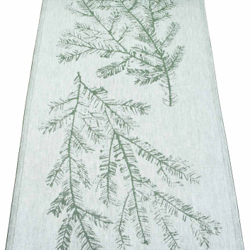 Bieżnik na stół lniany z iglakiem HAVU X TEEMU JARVI Table Runner 46x150 Biało-Zielony