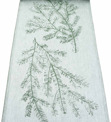 Bieżnik na stół lniany z iglakiem HAVU X TEEMU JARVI Table Runner 46x150 Biało-Zielony