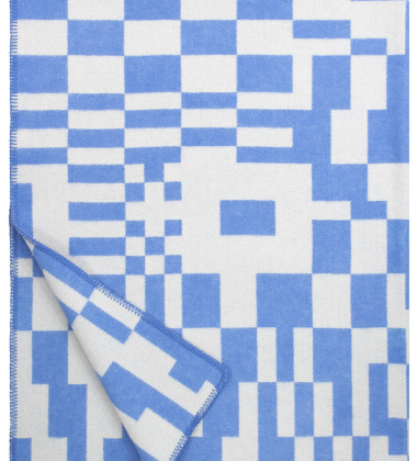 Koc wełniany 130x180 KOODI Wool Blanket Blue-Light Beige