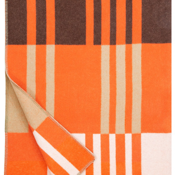 Koc wełniany 130x180 TOFFEE Wool Blanket Brown-Orange-Rose