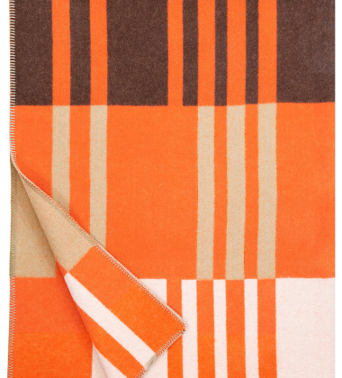 Koc wełniany 130x180 TOFFEE Wool Blanket Brown-Orange-Rose