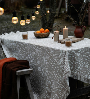 Obrus-Narzuta lniano-bawełniany 140x240 VARENTA Blanket-Tablecloth White-Linen