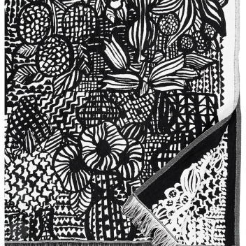 Obrus-Narzuta lniano-bawełniany 140x240 VARENTA Blanket-Tablecloth White-Black