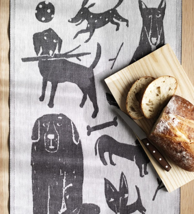 Ścierka kuchenna w psy 46x70 KOIRAPUISTO Tea Towel White-Black