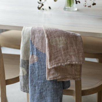 Ręcznik kąpielowy lniany 95x180 HIETSU Linen Bath Towel Blue-Cinnamon