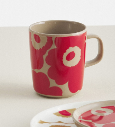 Kubek z porcelany z uchem 250 ml UNIKKO Mug Terra-Red