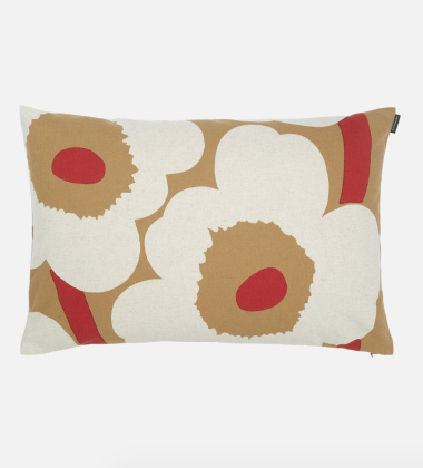 Poszewka na poduszkę lniana 40x60 PIENI UNIKKO Cushion Cover Brown-Linen-Red