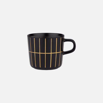 Filiżanka z uchem z matowej porcelany ze złotem 200 ml TIILISKIVI Coffee Cup Black-Gold