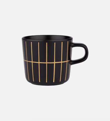 Filiżanka z uchem z matowej porcelany ze złotem 200 ml TIILISKIVI Coffee Cup Black-Gold