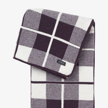 Koc z wełny w kratę 120x170 SUNDAY SQUARES Lambswool Throw Bordeaux-White