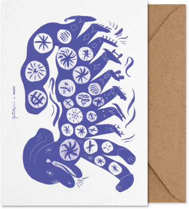 Karta okolicznościowa z kopertą CHINESE DOG BLUE A5 Art Card by Mado