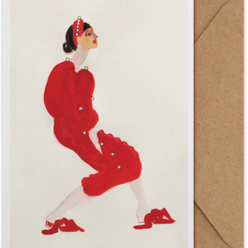 Karta okolicznościowa z kopertą RED WITH PEARLS A5 Art Card by Amelie Hegardt