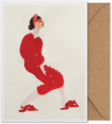 Karta okolicznościowa z kopertą RED WITH PEARLS A5 Art Card by Amelie Hegardt