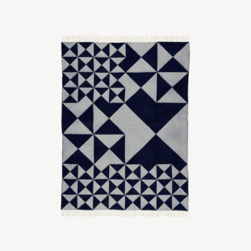 Koc wełniany 130x190 VP MIRROR Throw Navy Blue