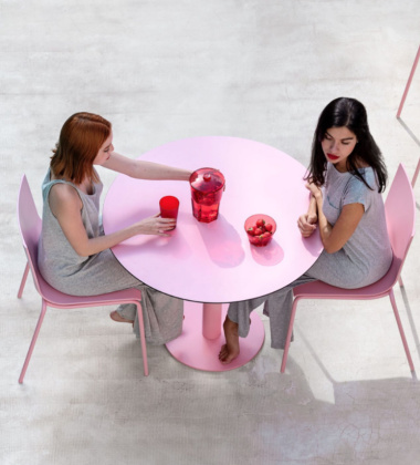 Stolik 70x72H cm MONA COLUMN LEG DINING TABLE Indoor-Outdoor Pink