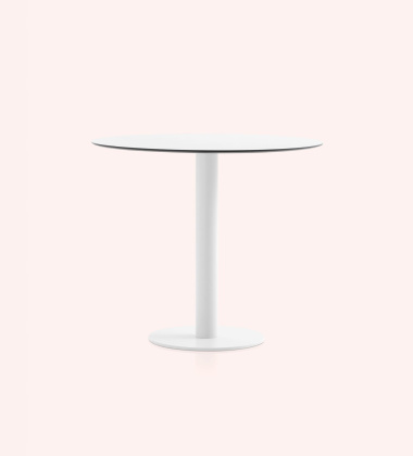 Stolik 80x72H cm MONA COLUMN LEG DINING TABLE Indoor-Outdoor White