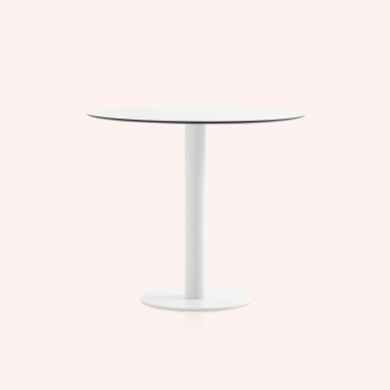 Stolik 90x72H cm MONA COLUMN LEG DINING TABLE Indoor-Outdoor White
