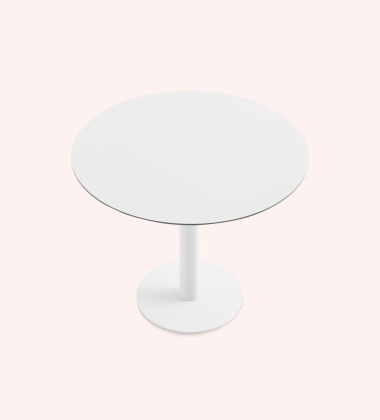 Stolik 90x72H cm MONA COLUMN LEG DINING TABLE Indoor-Outdoor White