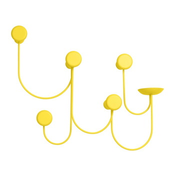 Wieszak ścienny ze świecznikiem 57,5x47,5x12 cm PINA Wall Hanger 5 Hooks - Citrus Yellow