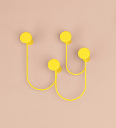 Wieszak ścienny 36x37x12 cm PINA Wall Hanger 4 Hooks - Citrus Yellow