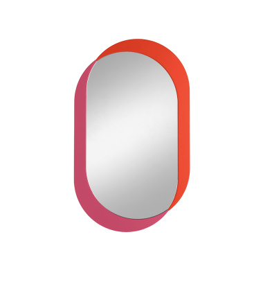 Dwukolorowe drewniane lustro ścienne 48,2x80x1,9 cm KIMO Wall Mirror M - Watermelon-Coral