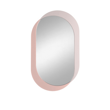 Dwukolorowe drewniane lustro ścienne 48,2x80x1,9 cm KIMO Wall Mirror M - Dusky Rose-Shell