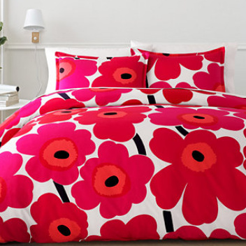 Pościel bawełniana 220x240 UNIKKO Double Duvet Cover Red-White-Black
