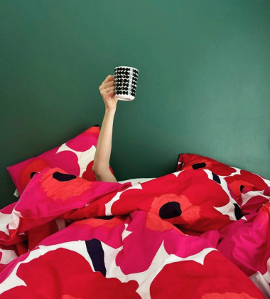 Pościel bawełniana 220x240 UNIKKO Double Duvet Cover Red-White-Black