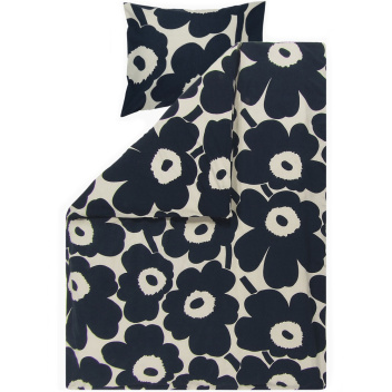 Pościel lniano-bawełniana 150x210 z poduszkami 50x60 UNIKKO Duvet Cover I Pillow Case Cotton-Dark Blue