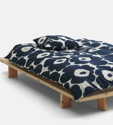 Pościel lniano-bawełniana 150x210 z poduszkami 50x60 UNIKKO Duvet Cover I Pillow Case Cotton-Dark Blue